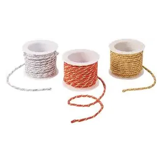Three rolls of durable twisted rope made by machine